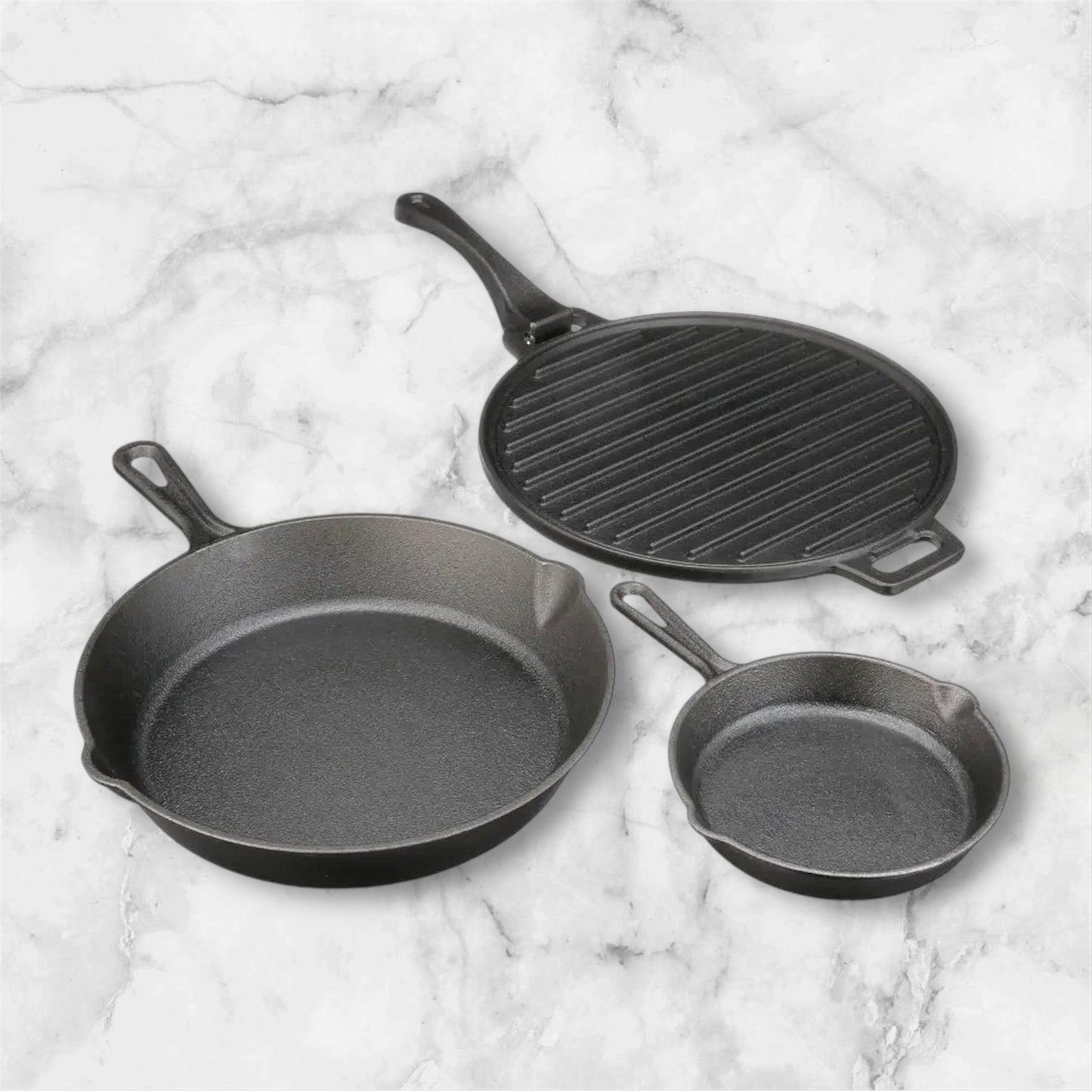 EcoIron Legacy Cast Iron Skillet 3-Piece Set